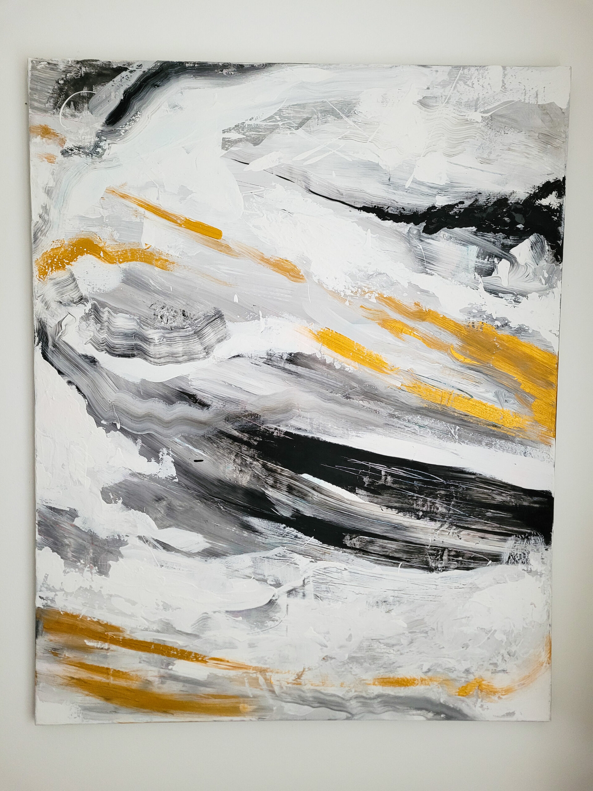 Black,white and gold large abstract wall art UK by allanisart. View Now!